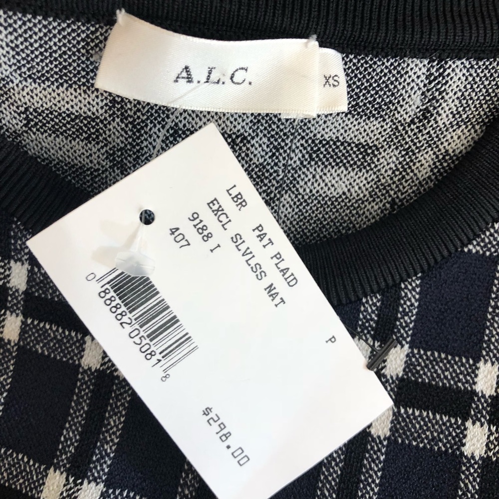 NWT A.L.C. Nat Plaid Crisscross Crop Top shirt - Picture 7 of 8